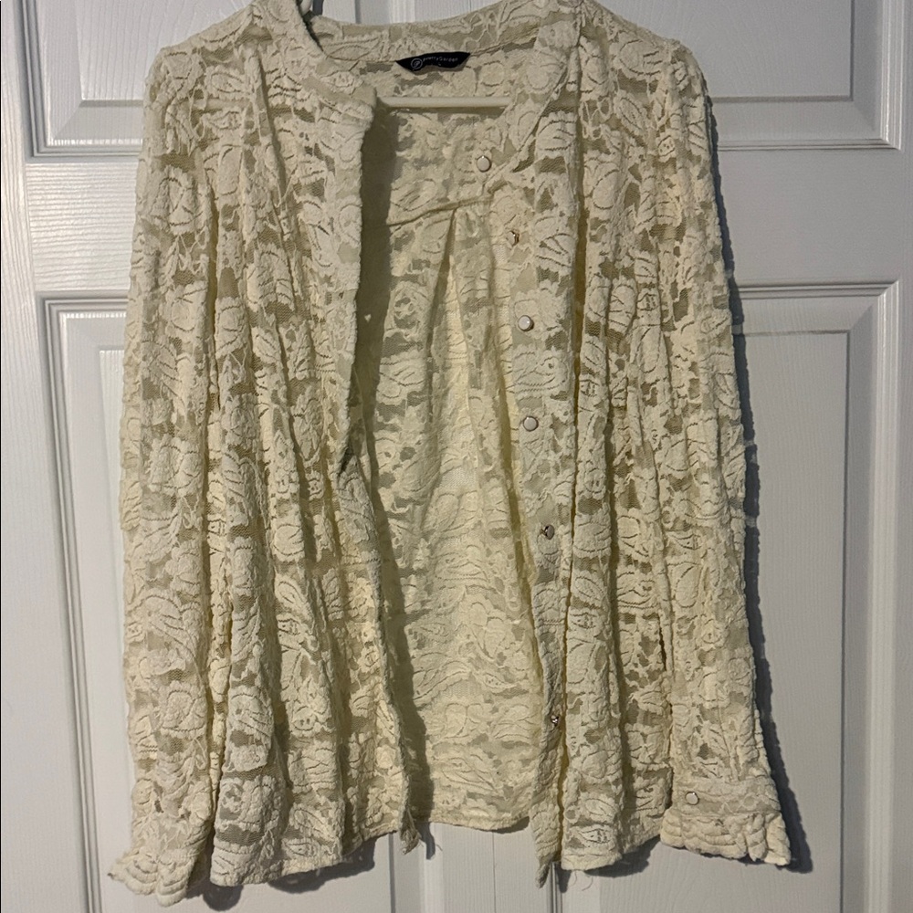 Chic Cream Lace Women's Cardigan